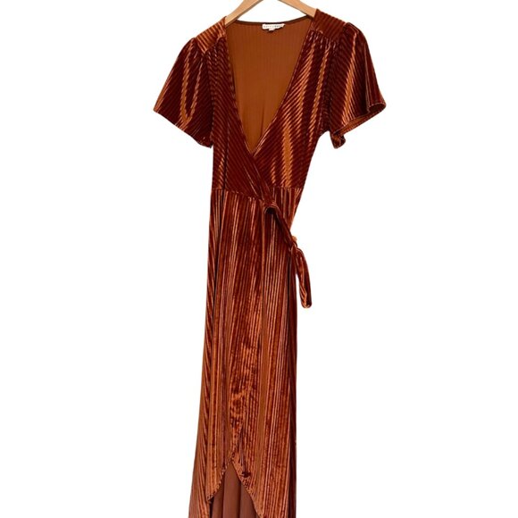 Baltic Born Andi Velvet Ribbed Wrap Maxi Dress - XS - Picture 2 of 6